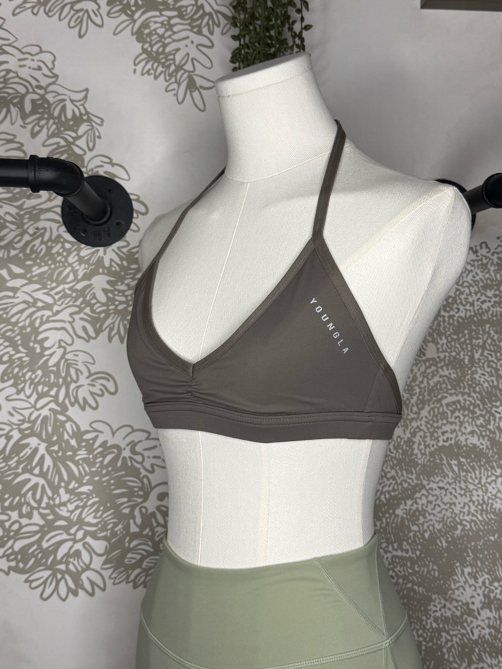 YoungLA Women's Taupe Halter Triangle Sports Bra
